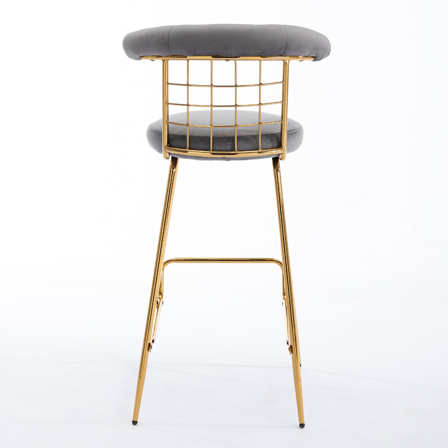 Retro Luxury Velvet  High Bar Stool  - Gray Set of 2