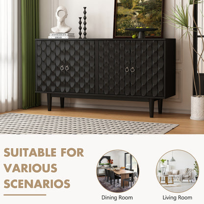 Celeste Convex Pattern Doors Sideboard Buffet - Black
