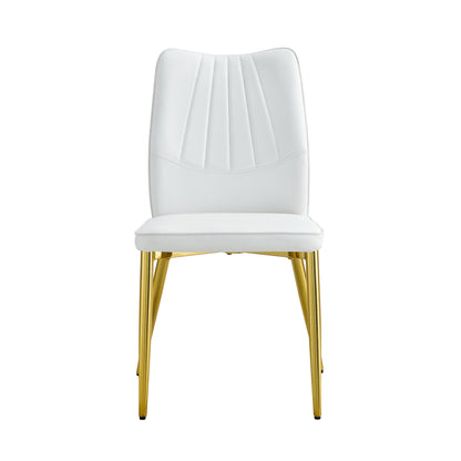 Baylor Dining Chairs with Golden Metal Leg (Set of 4) - White