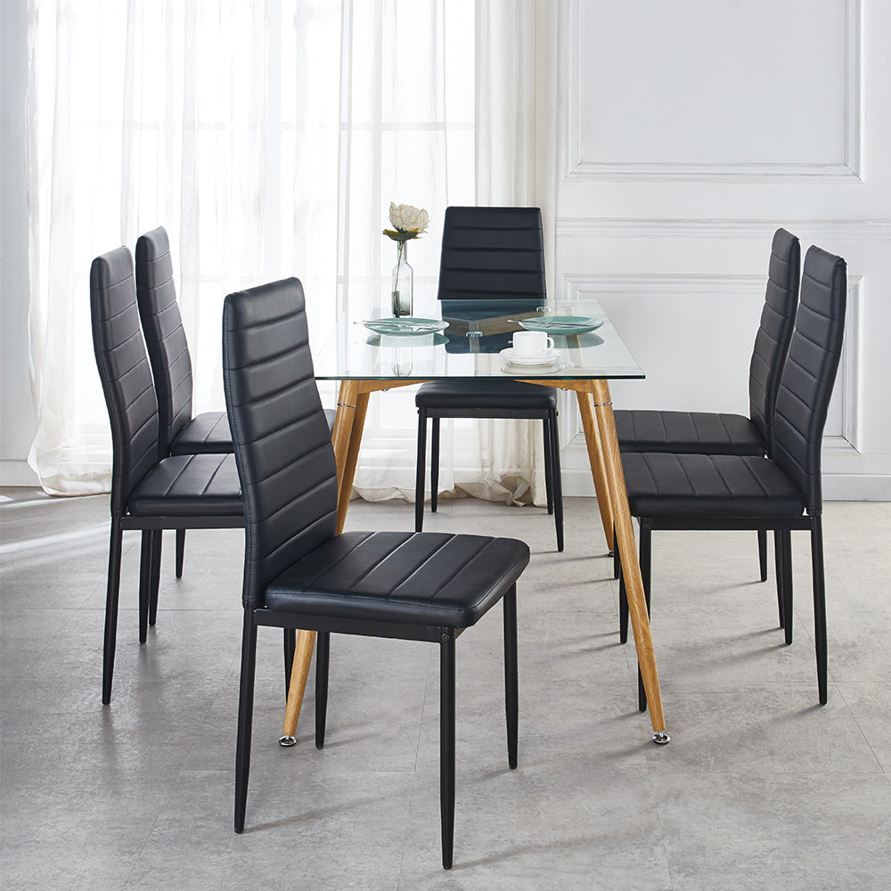 Ardis Fabric Dining Chairs with Metal Leg (Set of 6) - Black