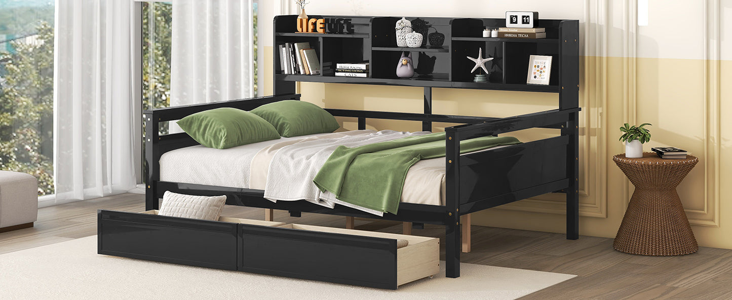 Ozi Full Size Metal Daybed with 2 Drawers - Espresso