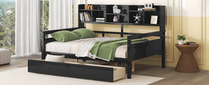 Ozi Full Size Metal Daybed with 2 Drawers - Espresso