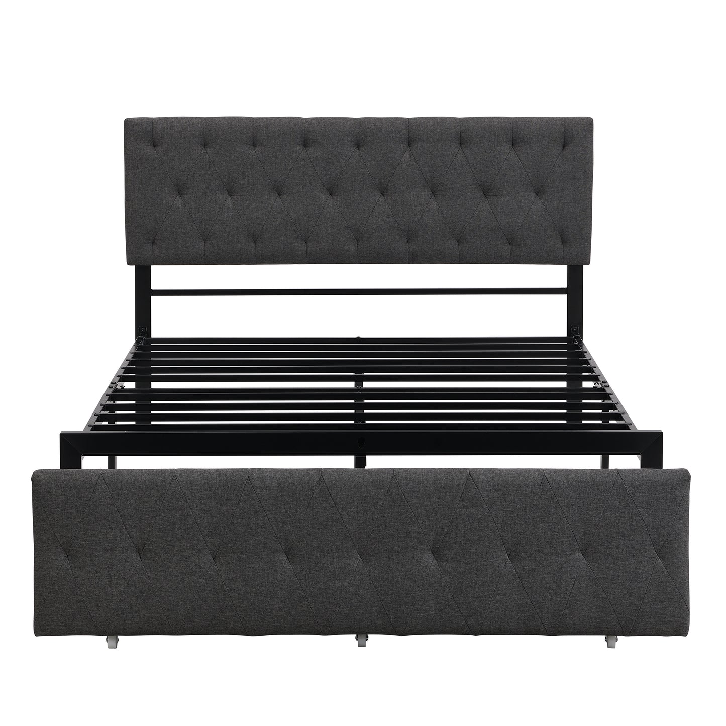 Apex Full Size Storage Bed Metal Platform Bed with Drawer - Gray