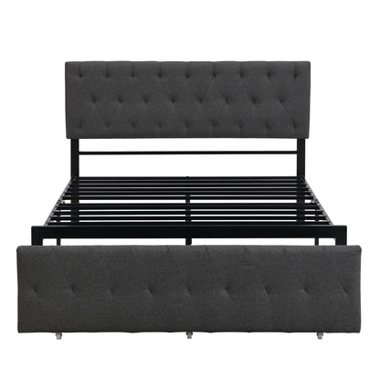 Apex Full Size Storage Bed Metal Platform Bed with Drawer - Gray