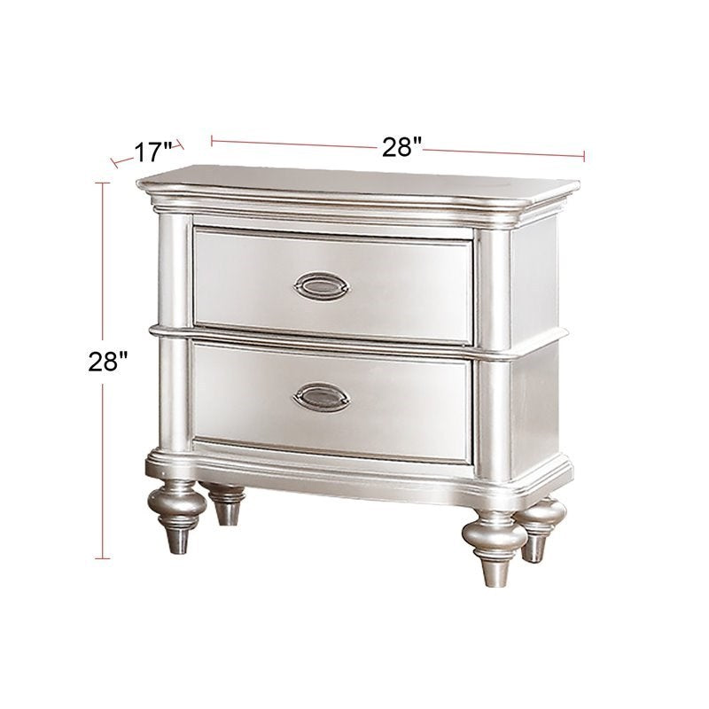 Prat Elegant Nightstand - Silver+Grey