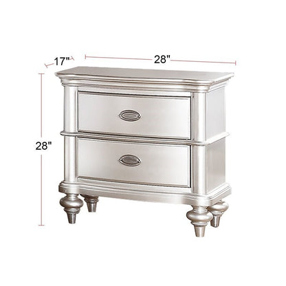 Prat Elegant Nightstand - Silver+Grey