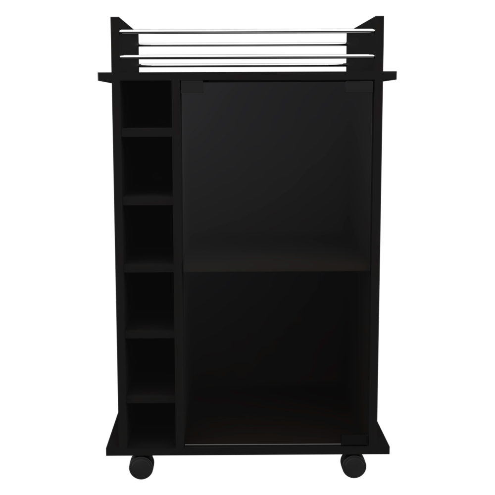Barraza Bar Cabinet With Wheels - Black