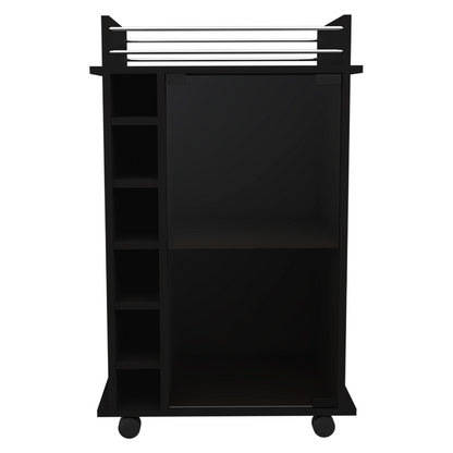Barraza Bar Cabinet With Wheels - Black