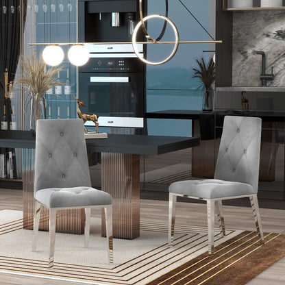 Valerio Velvet Dining Chairs with Chrome Leg (Set of 2) - Dark Gray