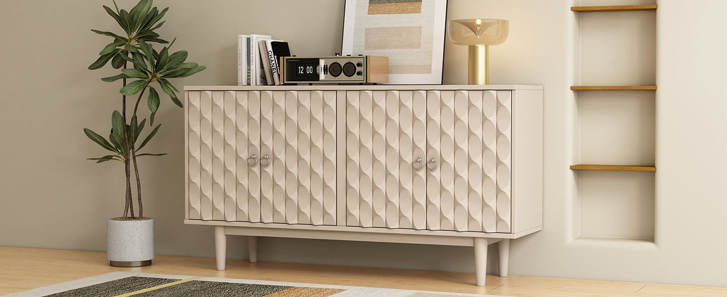 Celeste Convex Pattern Doors Sideboard Buffet - Almond