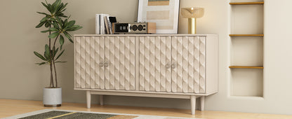 Celeste Convex Pattern Doors Sideboard Buffet - Almond