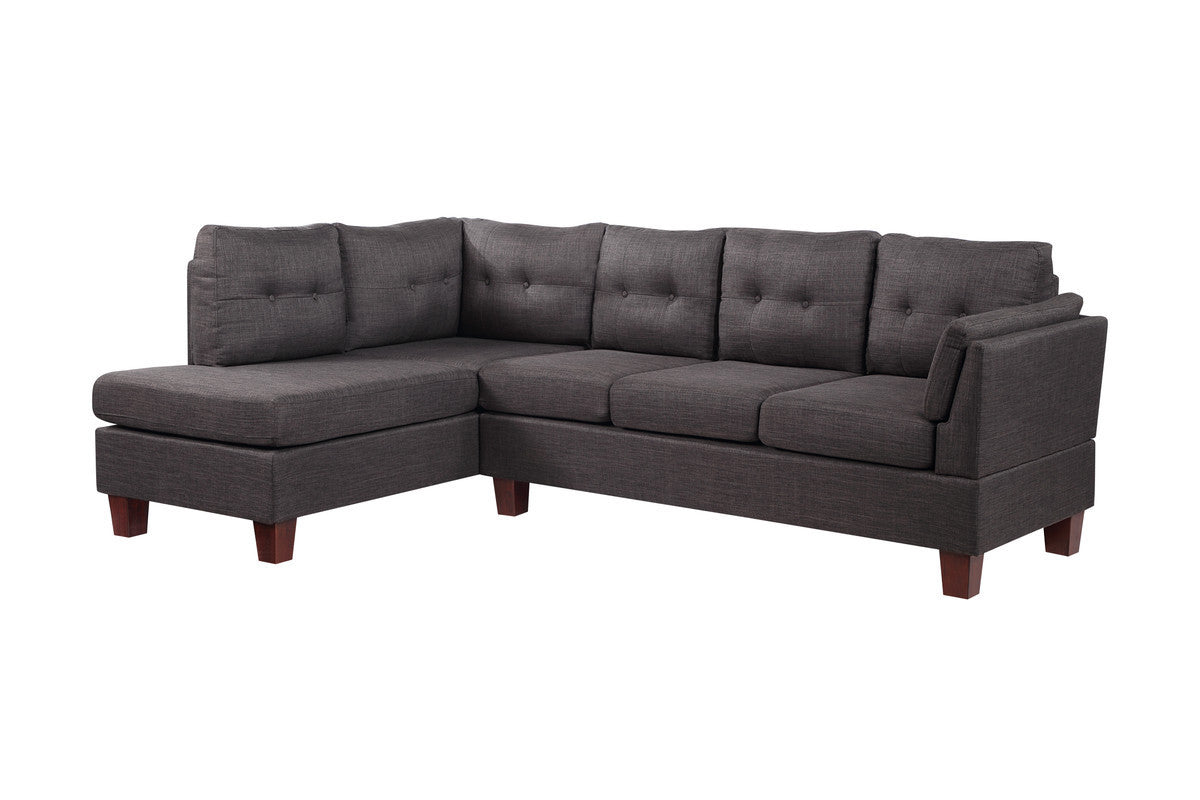 Dalia Linen Modern Sectional Sofa with Left Facing Chaise - Dark Gray