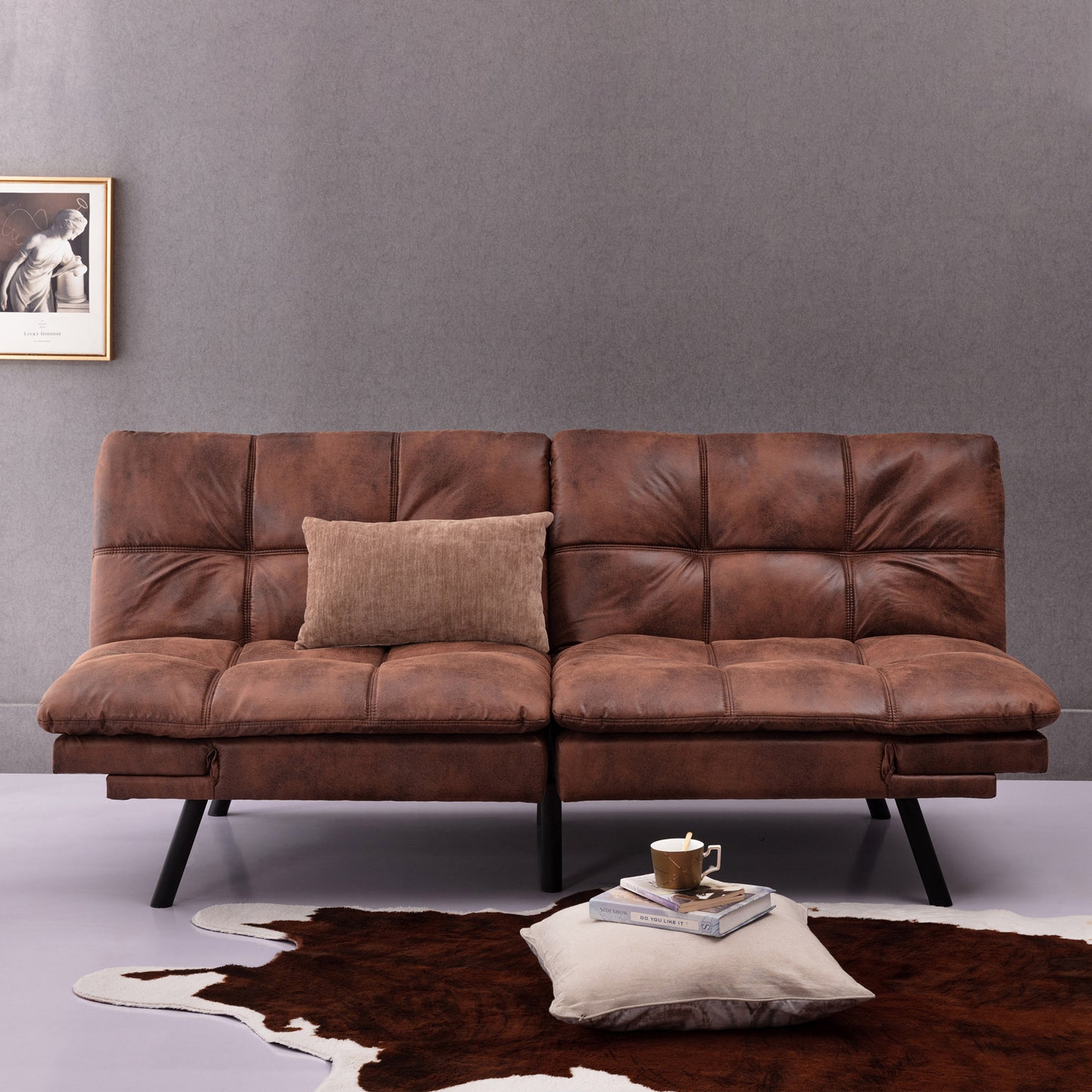 Koa Modern Convertible Memory Foam Futon Sofa Bed - Brown