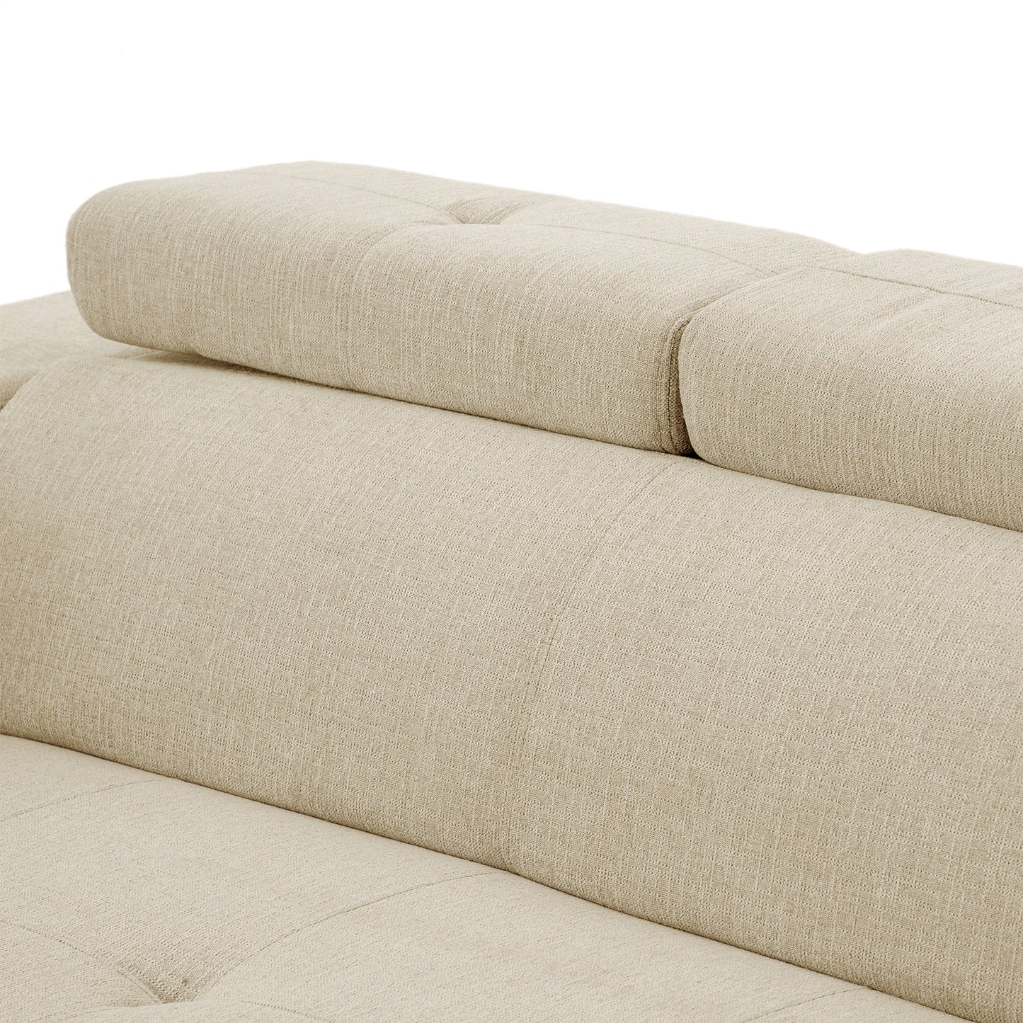 Tumic Pull-Out Sofa Bed L-Shape Sectional Sofa - Beige