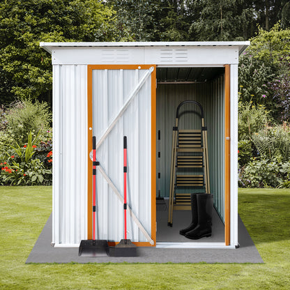 Morton 5 X 4 ft Metal Garden Sheds Outdoor Storage - White+Yellow