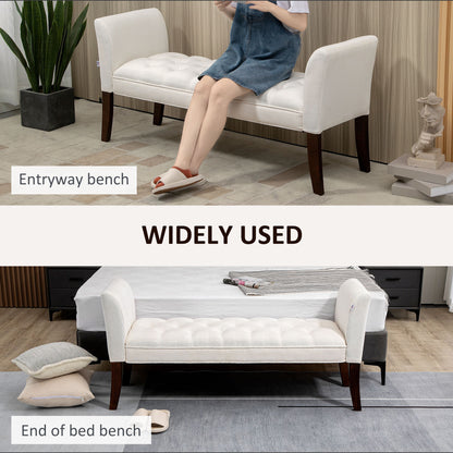 Evo Button-Tufted Bench - White