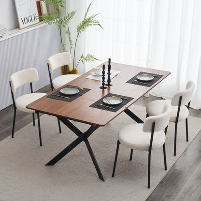 Sook Teddy Fabric Chairs with Black Leg (Set of 4) - Beige