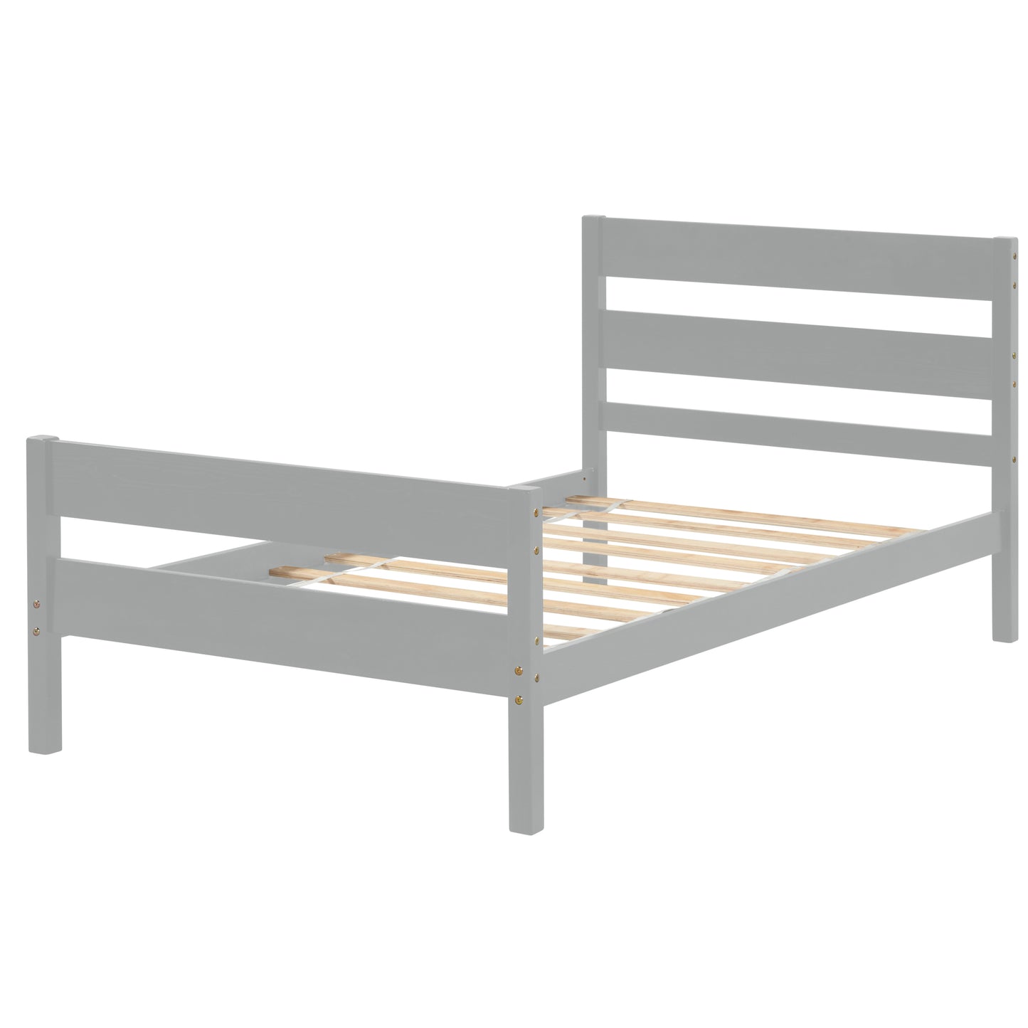 Saba Twin Size Platform Bed Frame - Gray