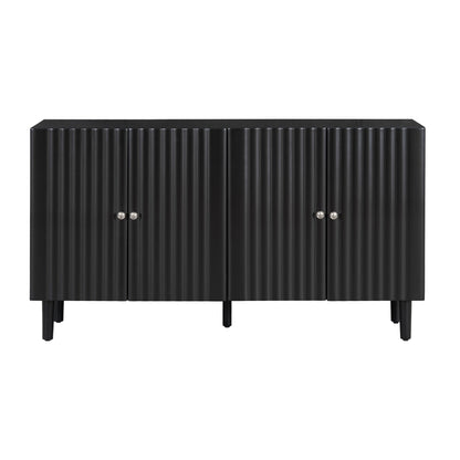 Butler Wavy Pattern Doors Sideboard Buffet - Black