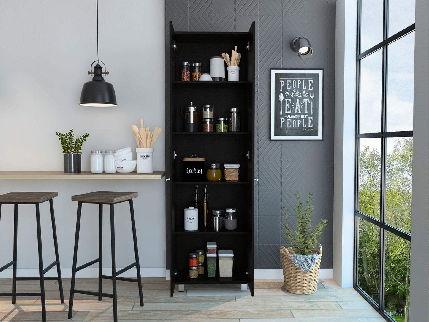 Phoenix Pantry Cabinet - Black