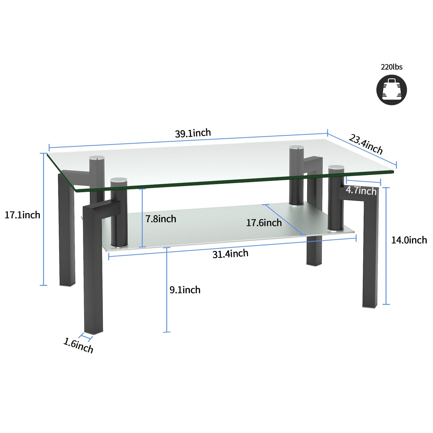 Asha Glass Coffee Table