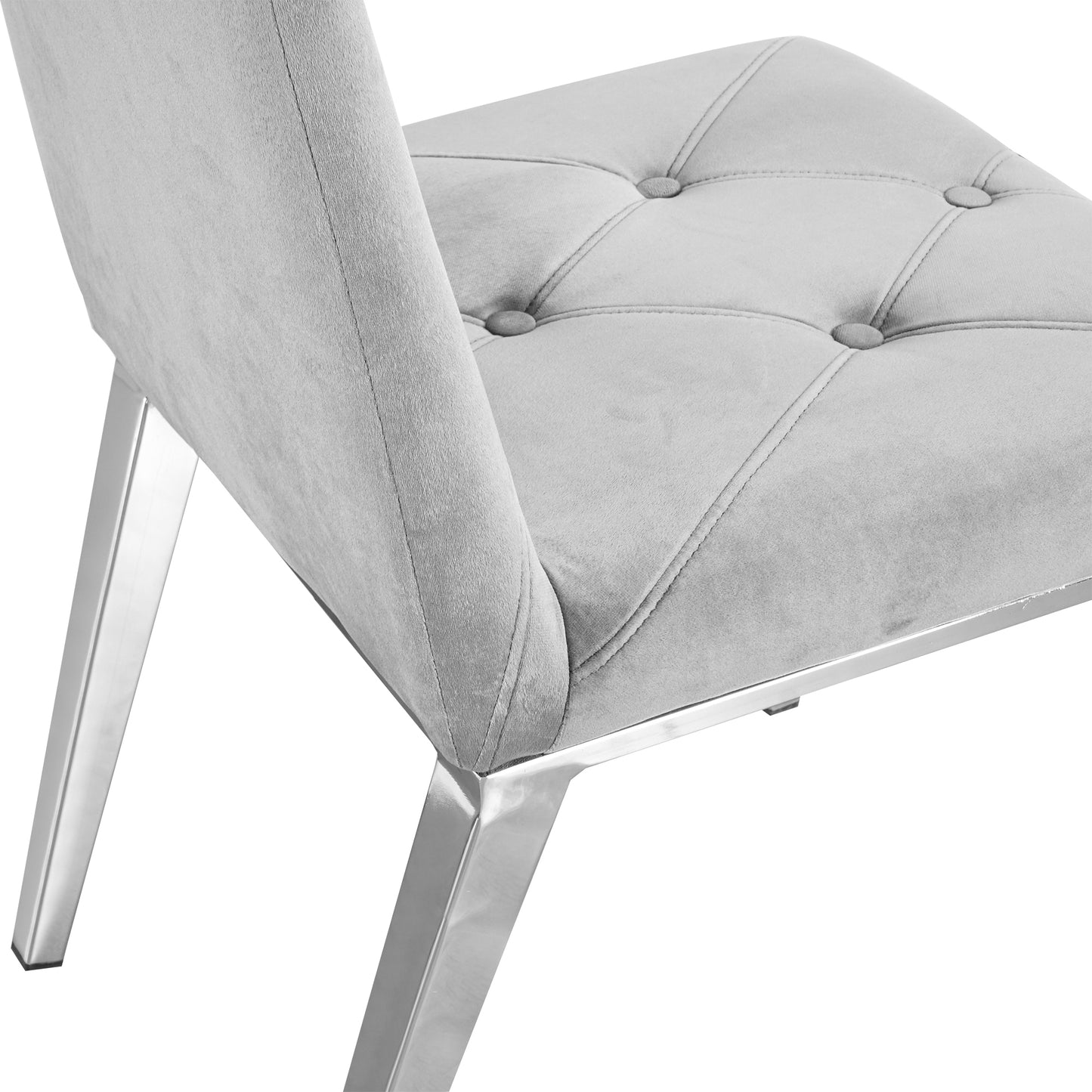 Valerio Velvet Dining Chairs with Chrome Leg (Set of 2) - Dark Gray