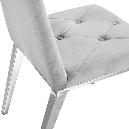 Valerio Velvet Dining Chairs with Chrome Leg (Set of 2) - Dark Gray