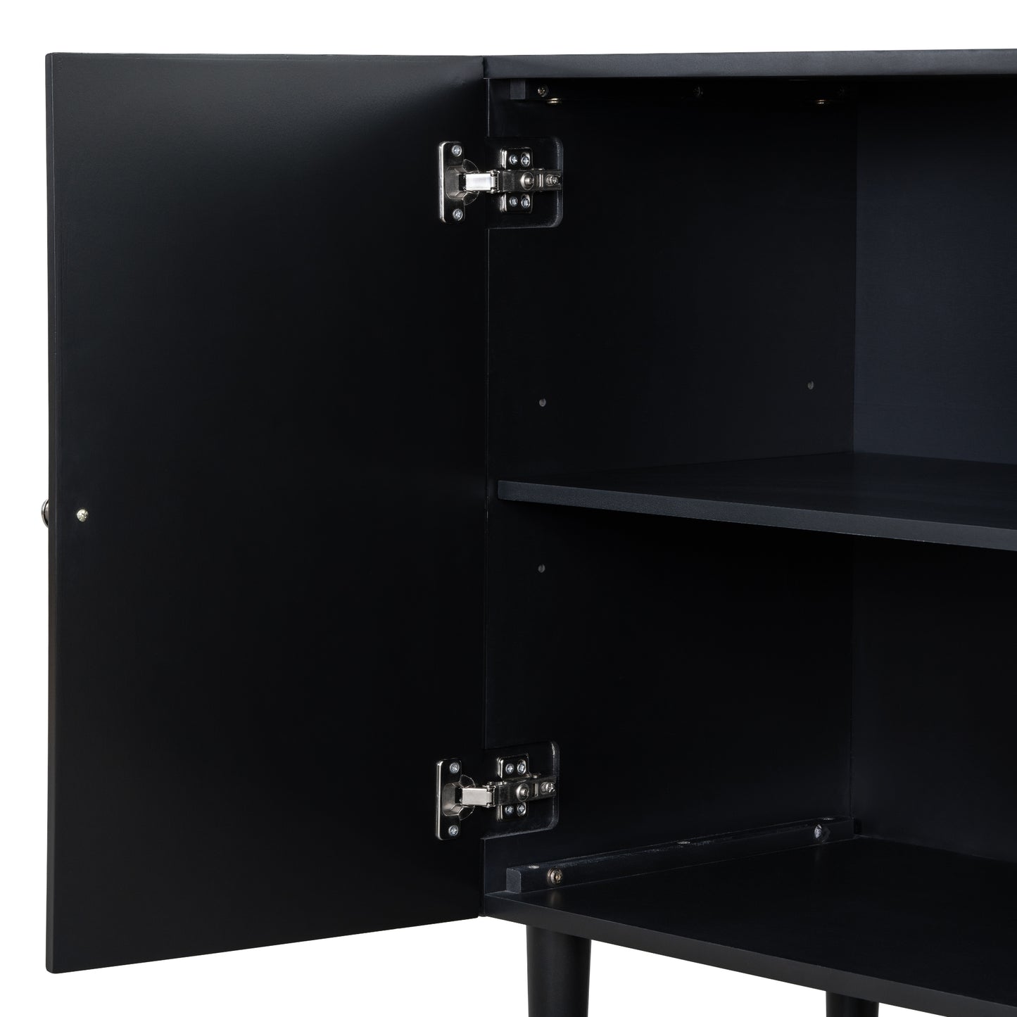 Butler Wavy Pattern Doors Sideboard Buffet - Black