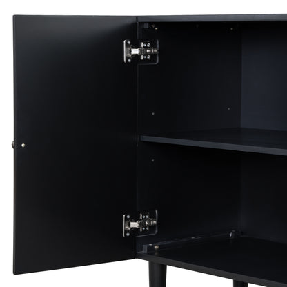 Butler Wavy Pattern Doors Sideboard Buffet - Black