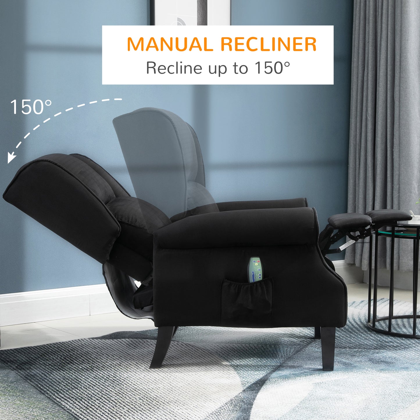Alanna Massage Recliner Sofa with Heat - Black