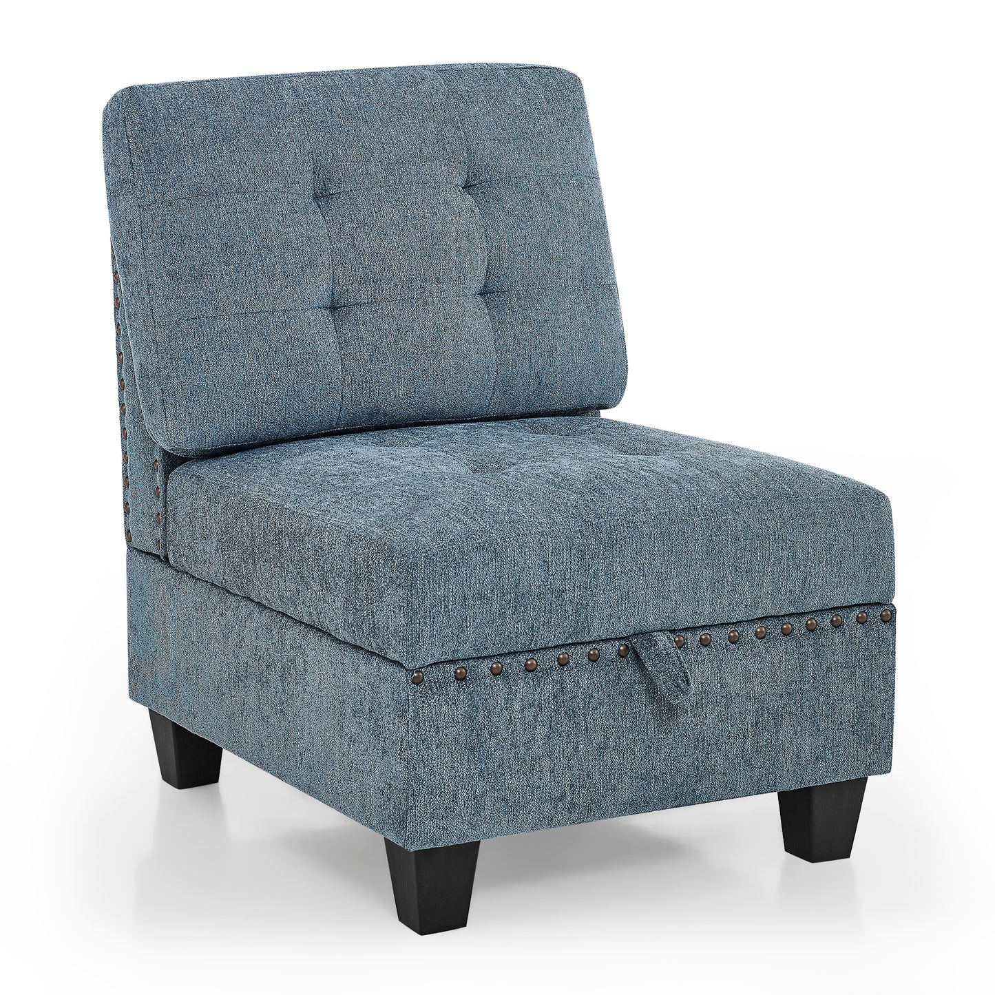 Molly Modular Sectional Sofa Four Single Chair and Two Corner - Navy Blue
