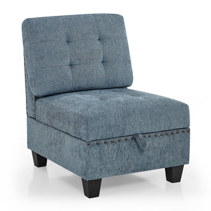 Molly Modular Sectional Sofa Four Single Chair and Two Corner - Navy Blue
