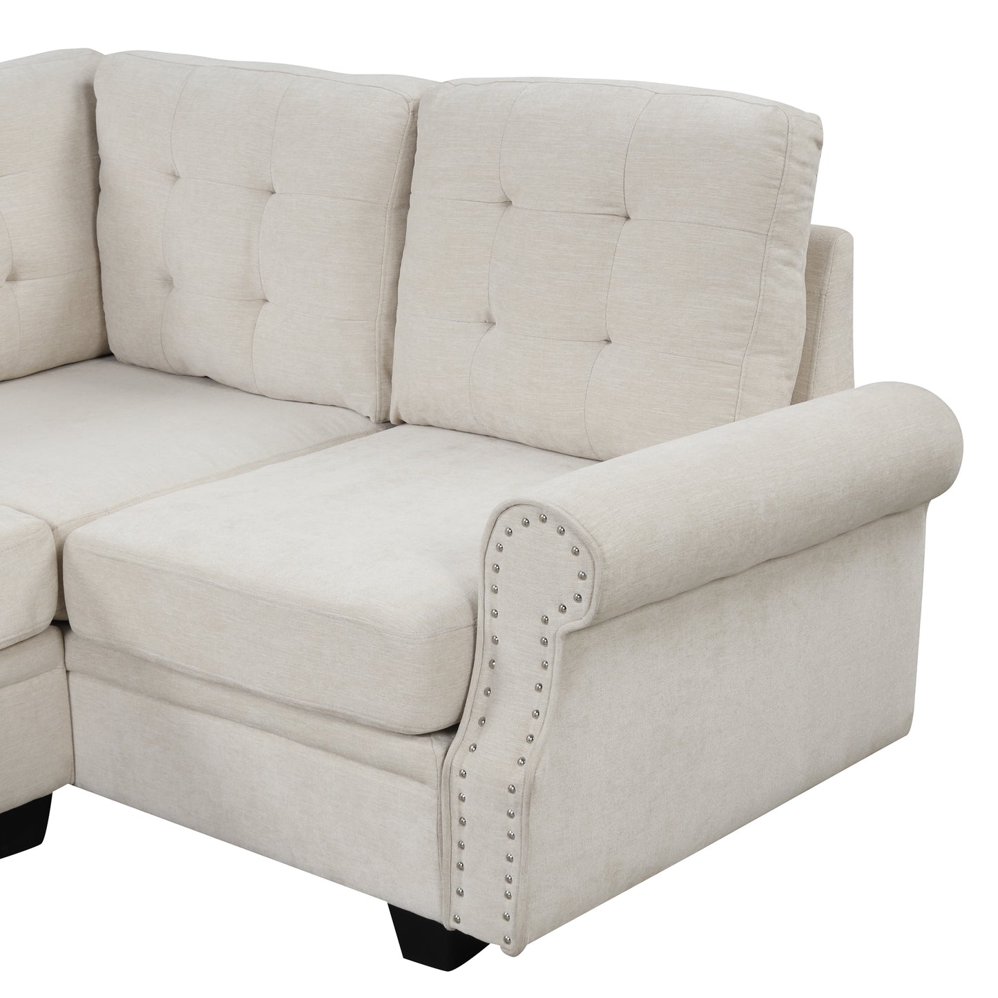 Aisha Modern U-Shaped Corner Sectional Sofa - Beige