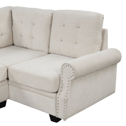 Aisha Modern U-Shaped Corner Sectional Sofa - Beige