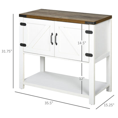Farmhouse Double Door Coffee Bar Cabinet - White
