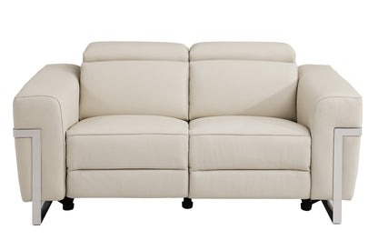 Regal Top Grain Italian Leather Loveseat with Power Recliner - Beige