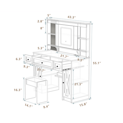 Cleo III Makeup Vanity Desk Set