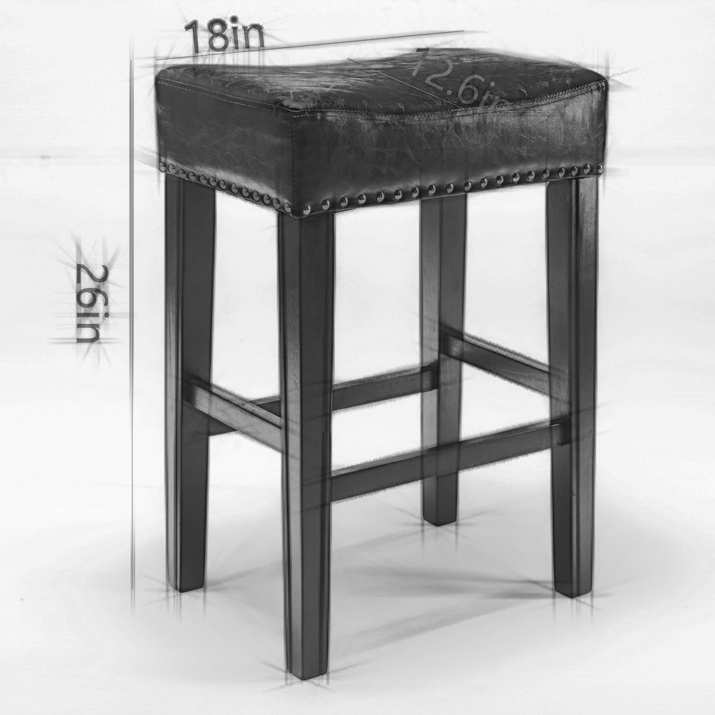 Barn Counter Height 26" Bar Stools - Black  Set of 2