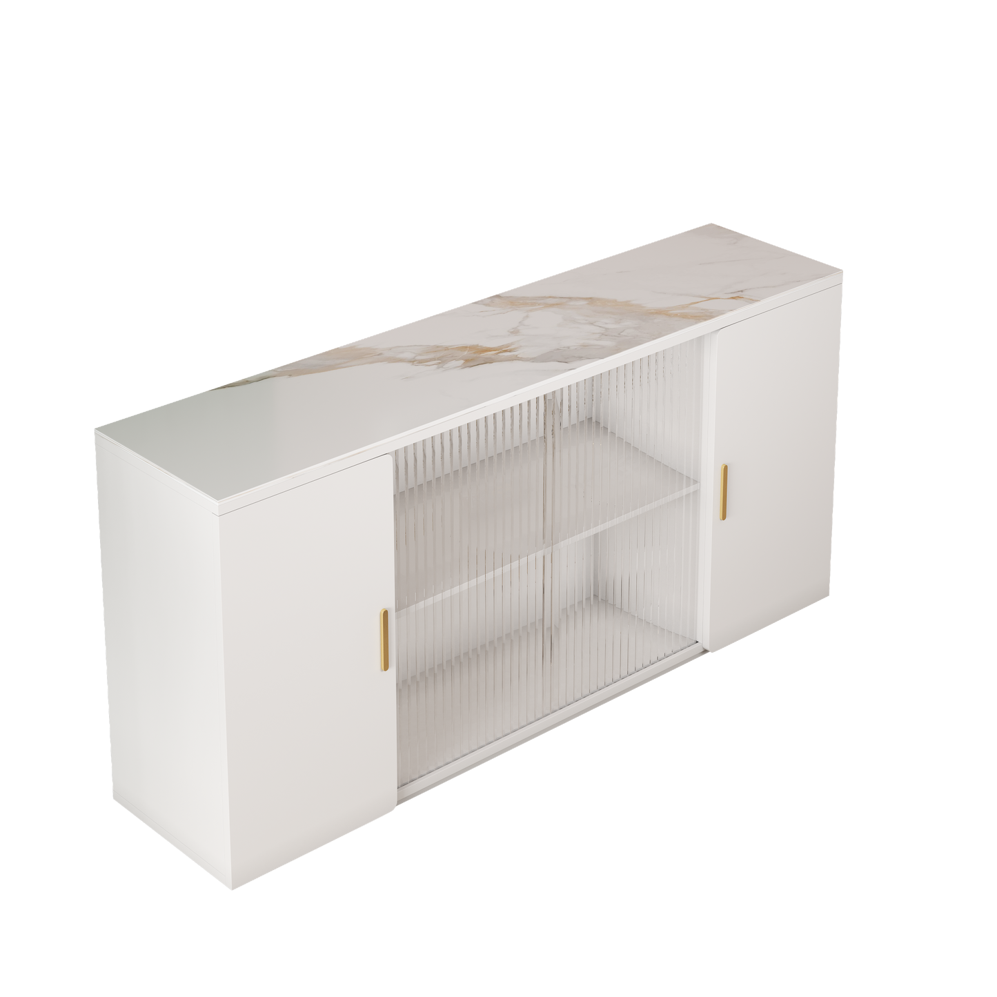 Asiya Wooden Side Cabinets with Glass Doors - White