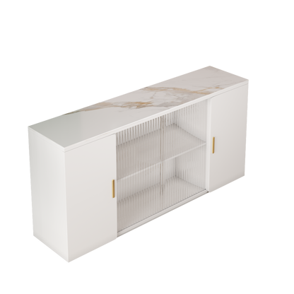 Asiya Wooden Side Cabinets with Glass Doors - White
