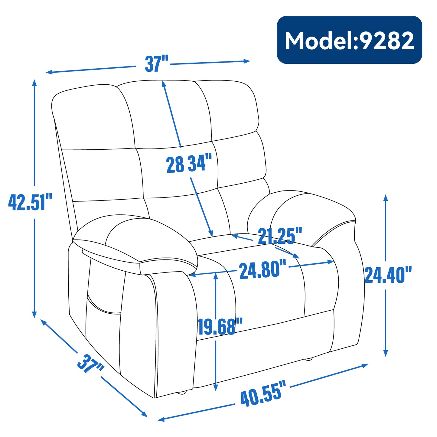Livia Lift Recliner Chair Heat Massage Dual Motor - Blue