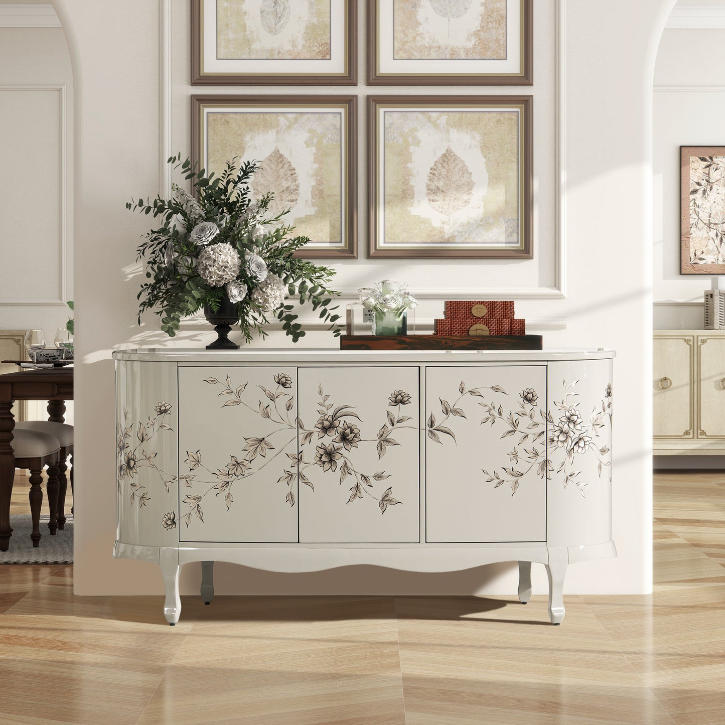 Florence Hand Painted Lacquered Credenza