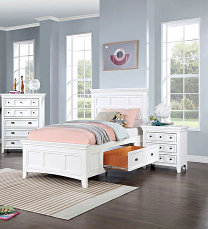Nikos Solid Wood Traditional Nightstand - White