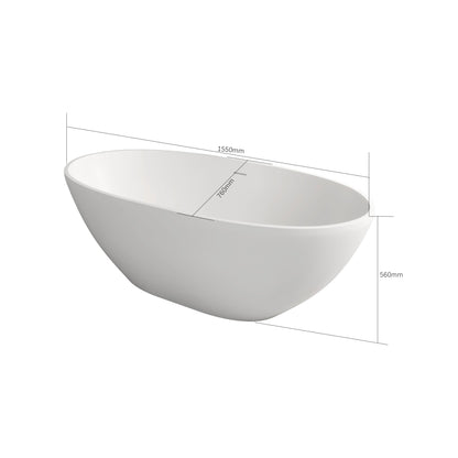 Mew 61" Solid Surface Freestanding Soaking Bathtub - Matte White
