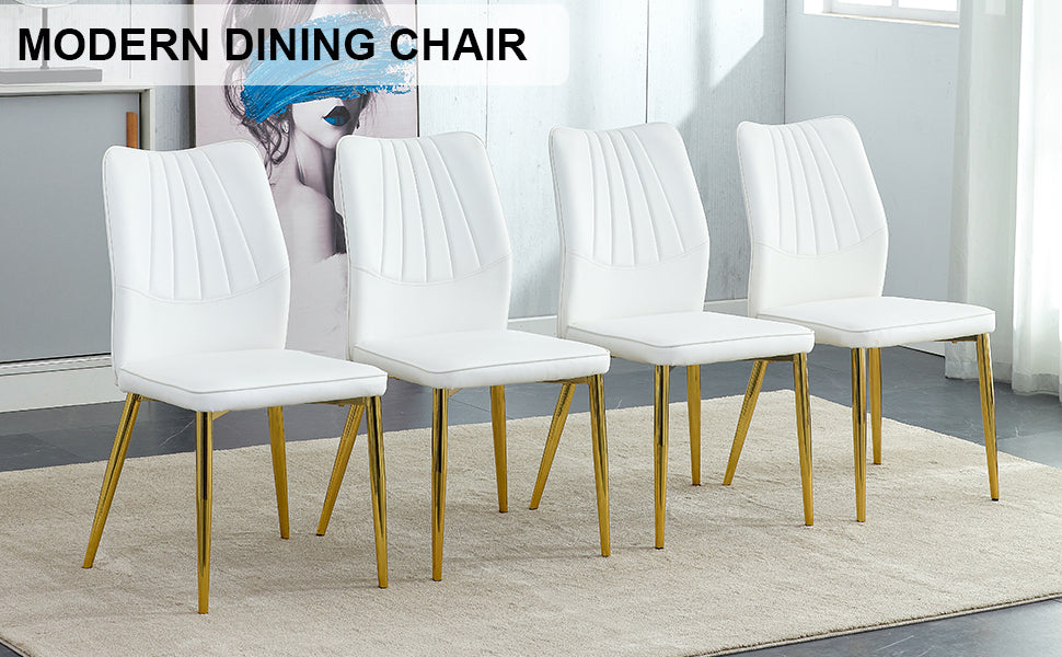 Baylor Dining Chairs with Golden Metal Leg (Set of 4) - White