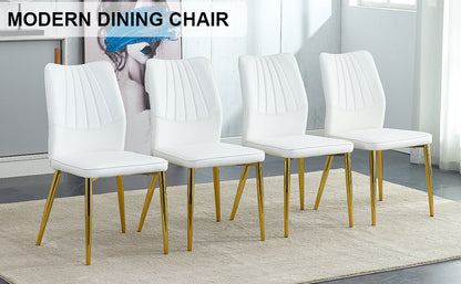 Baylor Dining Chairs with Golden Metal Leg (Set of 4) - White