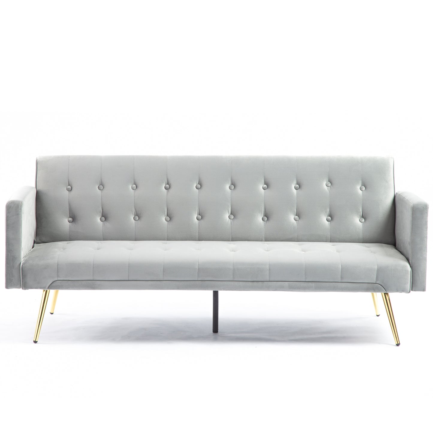 NX Convertible Velvet Sofa Bed with Metal Leg - Grey