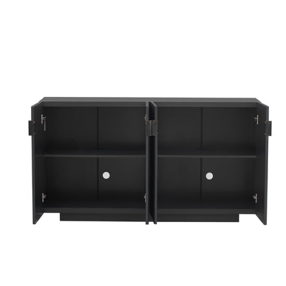 Lyons 4 Wavy Doors Ample Storage Space Sideboar - Black