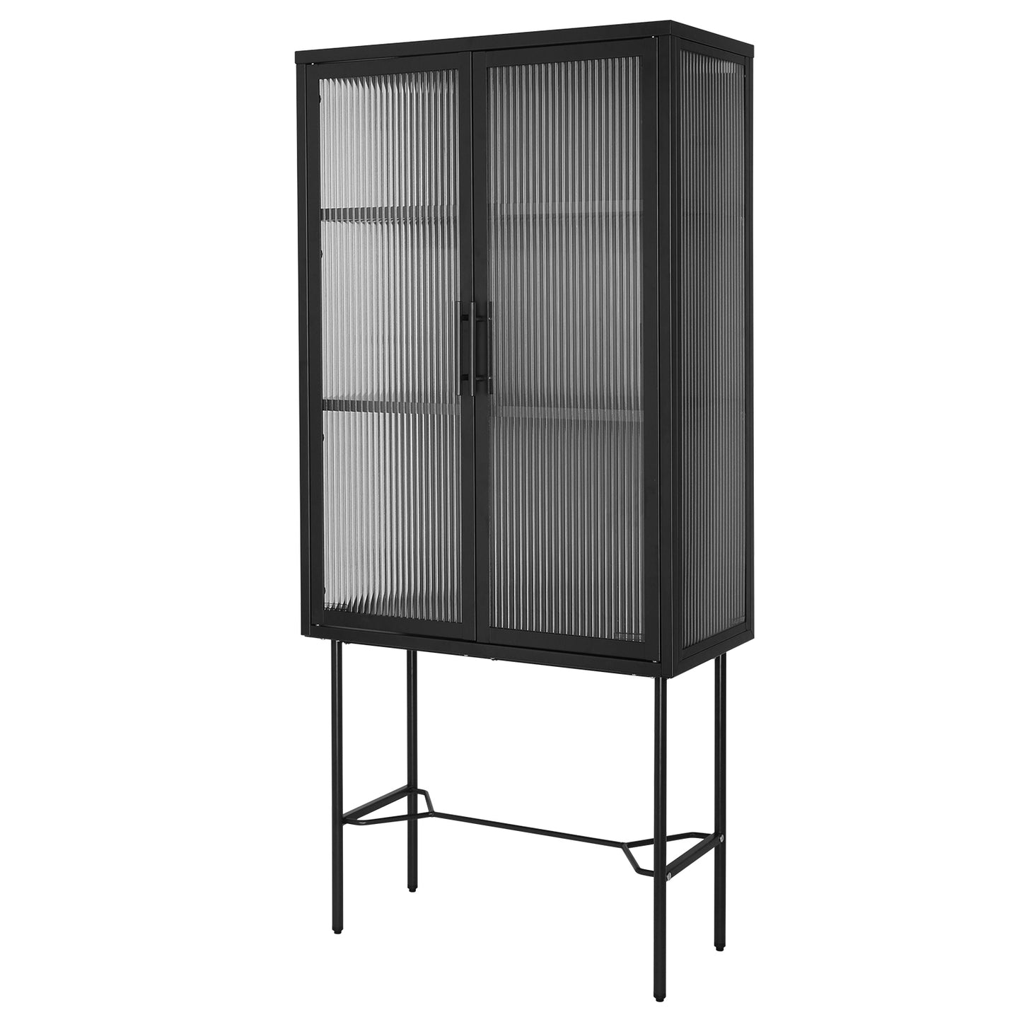 Renoe Tampered Glass Doors Cabinet - Black