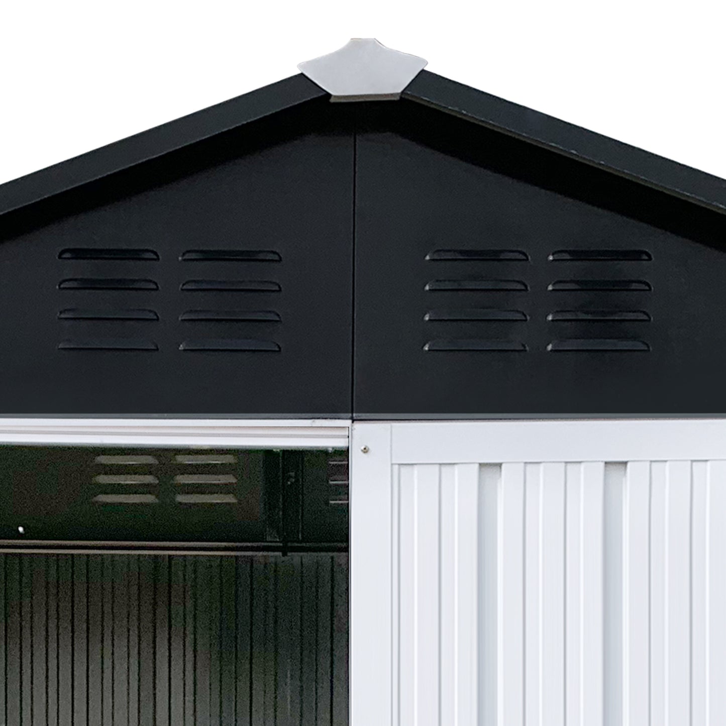 Nister 4 X 6 ft Metal Garden Sheds Outdoor Storage - White+Black